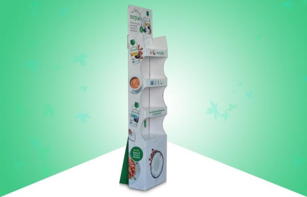 Cheap Easy Built Up Corrugated Floor Displays Promoting Foods With Glossy PP Lamination for sale