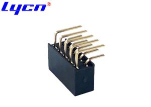 China Black Right Angle Header Connector Dual Row 2.54 Mm Female Header on sale