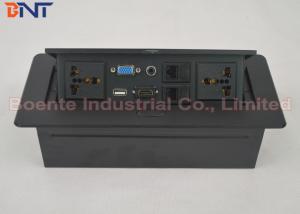 Matte Black HDMI / VGA / Network Connection Desk Pop Up Sockets 222 * 110 * 65 mm