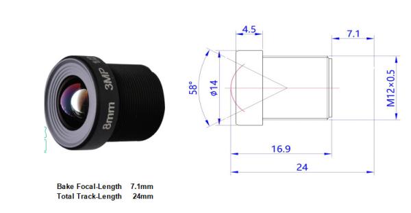 Cheap 1/2" 3Mp F1:2.0 Security Lens 8mm Back Focal Length 7.1mm For Wireless Security Camera for sale