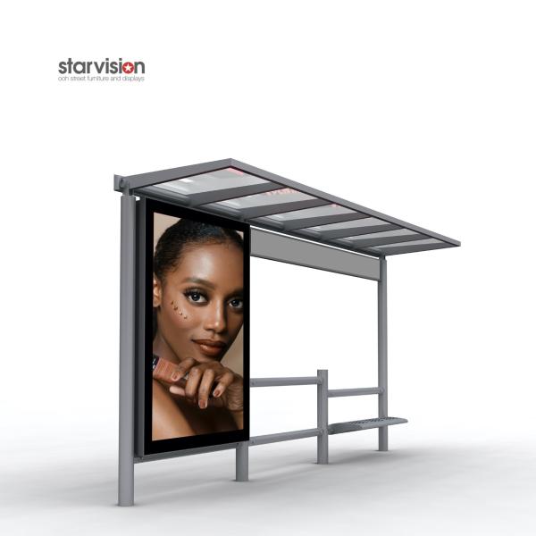 Cheap Screw Bolts Fixing LED Illuminance Smart Bus Shelter Solar Panel Bus Stop for sale