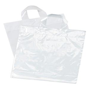 Solid Color Custom Logo Reusable Shopping Bags , Plastic Soft Loop Handle Bag
