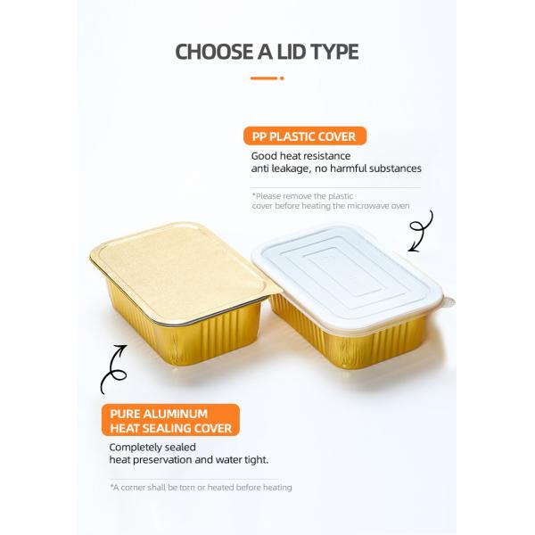 Rectangular Customize Packing Boxes Takeout Trays Disposable Aluminum Lunch Box