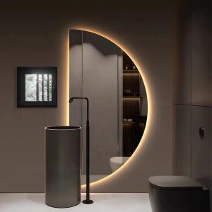 China Half Moon Frameless Backlit Bathroom Mirror Smart Led Light Wall on sale