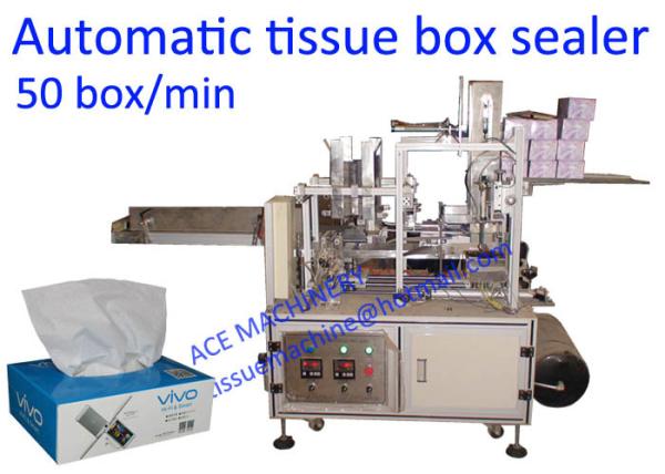 Cheap 50 Box / Min Facial Tissue Paper Box Packing Machine for sale