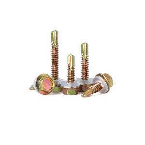 Color Zinc Hexagon Flange Drilling Screw With Tapping Screw Thread Hexagon Flange Drilling Screw