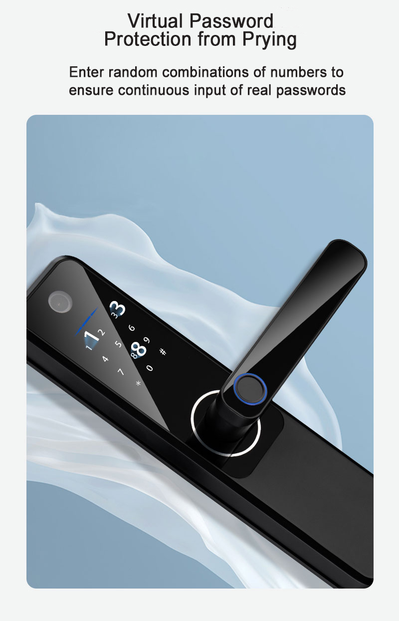 Qleung S802MAX Smartlocks Fingerprint Wifi Tuya App Remote Unlock Card Code Camera Digital Home Door