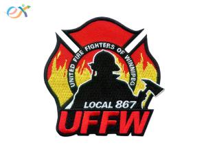 Best UFFW Fire Department Logo Iron On Embroidered Patches Custom Emblem Irregular Shape wholesale