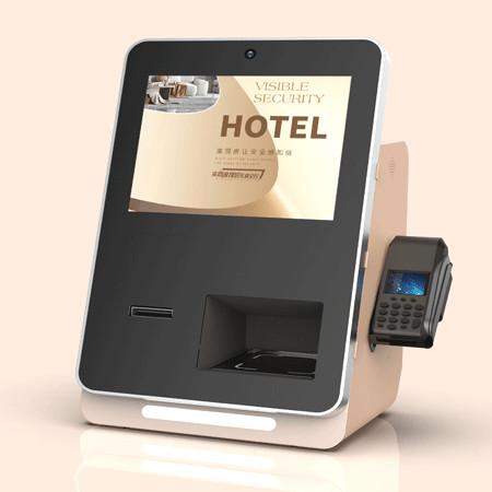 Cheap Hotel Desktop Self Check In Machine with Key Card Dispenser and Bluetooth Connectivity for sale