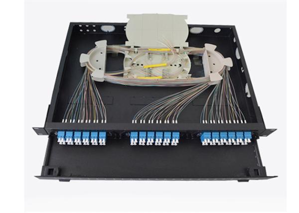Cheap 72 Cores LC Duplex Patch Panel , Single Mode Black Box Fiber Patch Panel for sale
