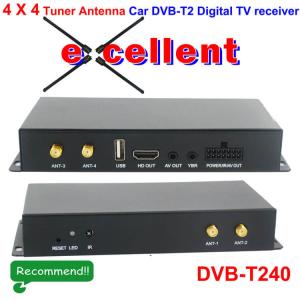 China Germany DVB-T2 H265 4 Tuner 4 Diversity Antenna Auto mobile High Speed digital receiver on sale
