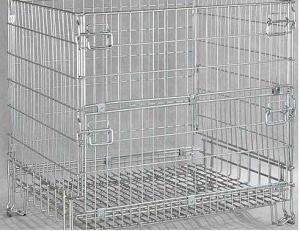 China Galvanized Metal Storage Cage Foldable Mesh Box Pallets 800kg Load Capacity on sale
