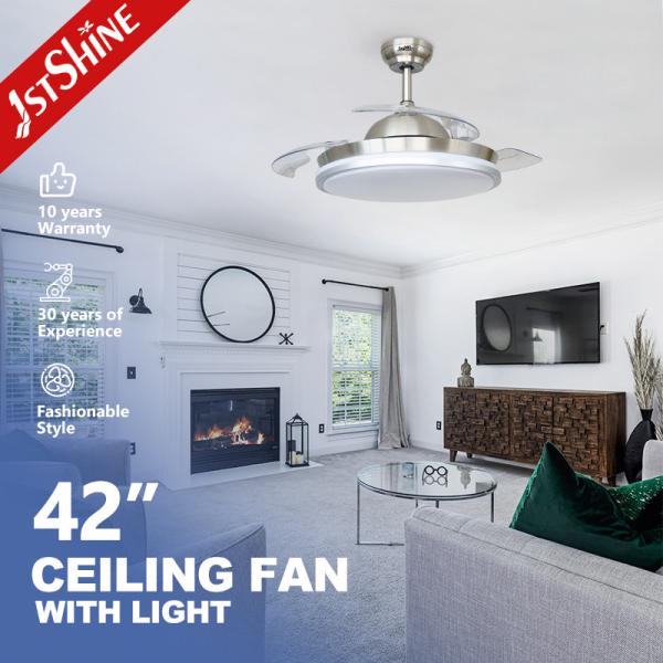 Cheap LED Retractable Ceiling Fan Light 3 Speed Remote Control Modern for sale