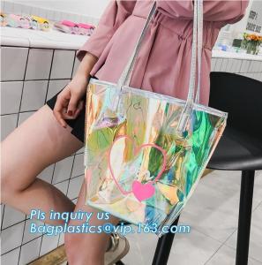 China popular bench shoulder bag transparent pvc bag, PVC Tote Bag Shoulder Handbag Transparent PVC Beach Bag, casual beach ba on sale