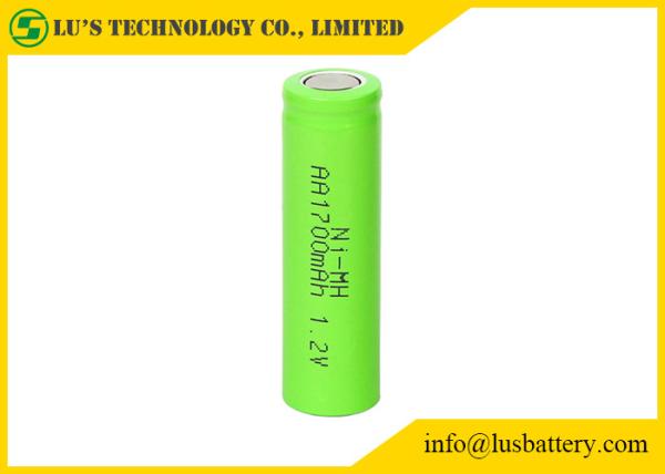 Cheap Flat Top Green Color 1.2 V Rechargeable Battery AA1700mah Low Internal Resistance for sale