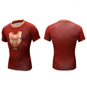 Wholesale customized logo printing Iron Man Sublimation Print Quick dry sports use fitness Polyester O neck T-shirts