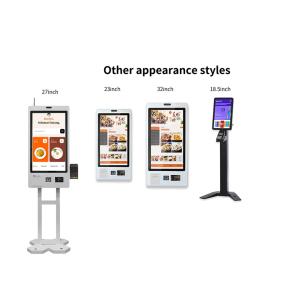 27 Inch Lcd Touch Screen Self Service Payment Kiosk Qr Scanner / Nfc Reader Ordering Printing