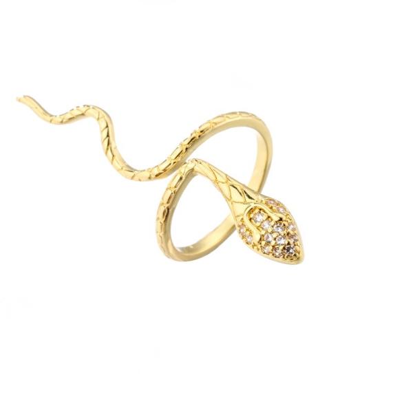 Cheap Snake 18K Diamond Ring Customized Open Adjustable Gold Plated Finger Ring for sale