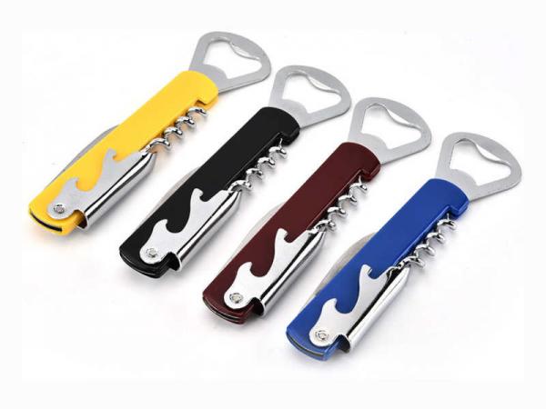 Cheap 3 in 1 good quality stainless steel and plastic wine accessories wine cork screw, beer bottle opener, kitchen tool for sale
