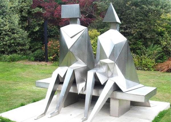 Cheap Contemporary Metal Garden Sculptures Couple Figures Matt / Sandblasting Finishing for sale