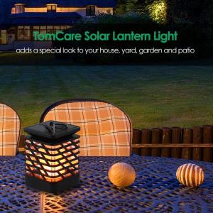 Best Sparkling 30-40LM 3000K-3500K Solar Flickering Flame Lantern Hanging Solar Garden Light wholesale