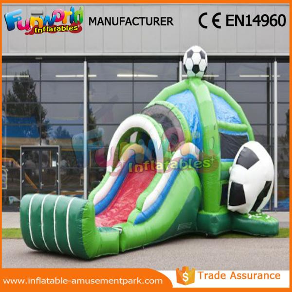 Cheap Customized Size Combo Jumper Soccer Inflatable Bouncy Slide With Logo Printing for sale