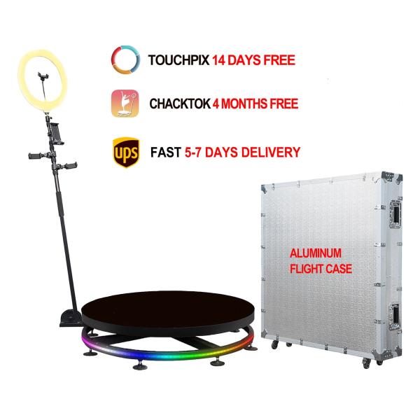 Cheap 360 Degree Portable Photo Booth With LED Camera Ipad Selfie Automatic Spin for sale