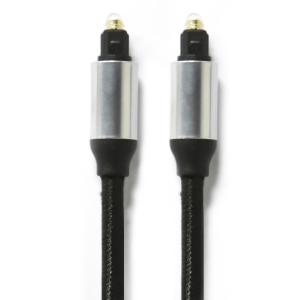 China Toslink Digital Optic Fiber Cable OD4.0 Braided Cable Plastic Plated Metal Shell Round Connector For Soundbar CD Player on sale