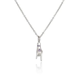 China 925 Sterling Silver Chain Necklace Unique Handsome Middle Finger Pendant on sale