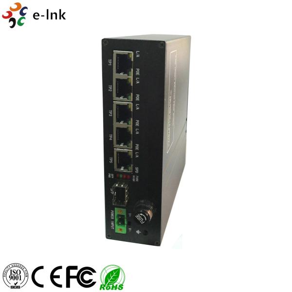Cheap 5-port 10/100/1000BASE-T (4-port PoE+) + 1-port 1000BASE-FX SFP Industrial Solar Power PoE Switch with 12VDC power input for sale