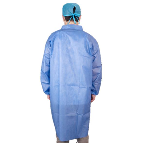 Cheap CE Certificated Disposable Anti-Bacterial Protective Medical PP/SMS Long Lab Coat for sale