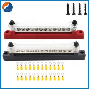 Best 12 Way Common Busbar , 150A RV Marine Solar Copper Terminal Bus Bar With Cover wholesale