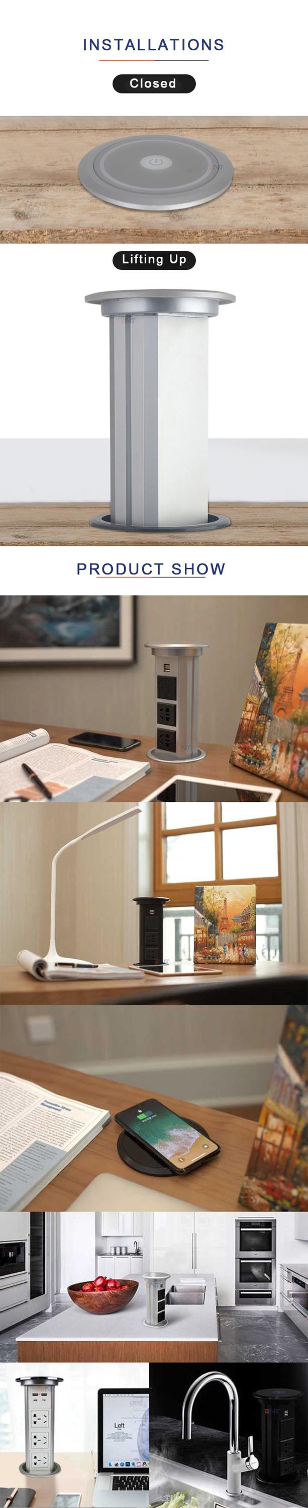 BNT customized product intelligent hidden table design table jack used kitched worktop electrical pop up desktop socket