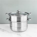 Best Two Layer Stainless Steel Steamer Pot With Handles Glass Lid wholesale