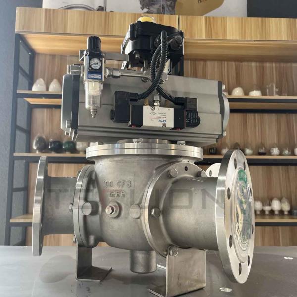 Cheap Stainless steel pneumatic conveying powder particle three-way ball valve for sale