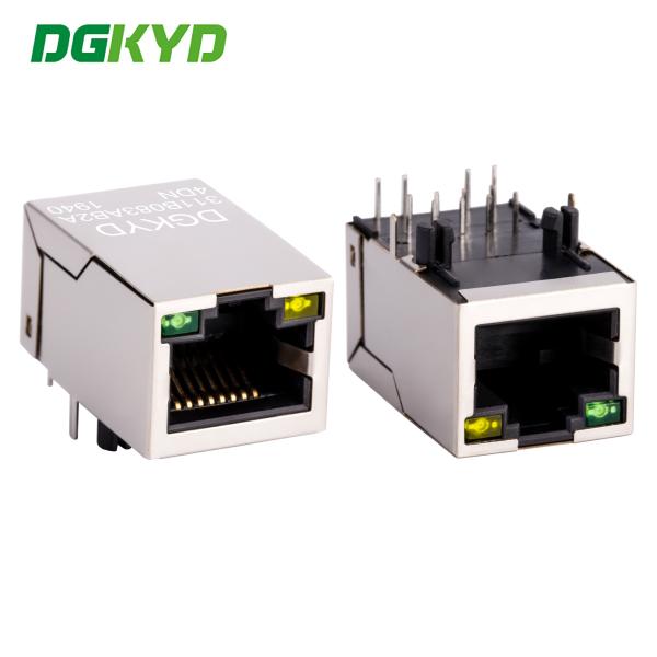 Cheap Communication Connection Socket RJ45 With Transformer Integrated Magnetics Jack  RJ45 horizontal socket network port 100MB transformer with light and shielding DGKYD311B083AB2A4DN for sale