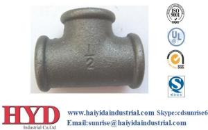 beaded TEE galvanized malleable iron pipe fitting cast iron UL factory