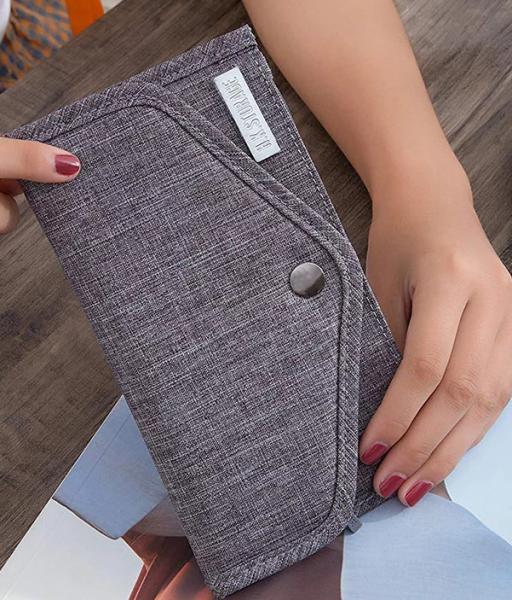 Cheap Nylon Material Credit Card Organizer Wallet / Card And Money Holder With Snap Button for sale