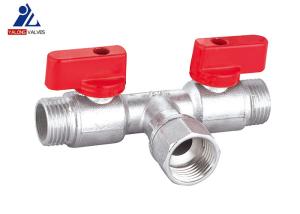 AL Handle NPT Nickel Plated  Brass Ball Valve BSP 3 Way Brass Ball Valve T Port