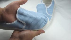 China Antistatic White PU Canvas white blue stripe shoe Cleanroom ESD Working lab Shoes on sale