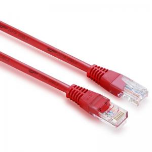 China Copper Conductor Cat5E Ethernet Patch Cable 30V Red With Gold Plated Connector on sale