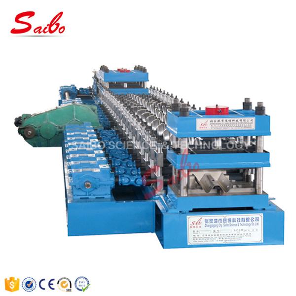 Cheap Pre - cutting and Punching Guard Rail Roll Forming Machine 2 wave profile with servo feeding for sale