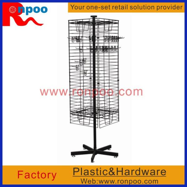 Cheap Wire Store Display Racks,Counter Top Spinner Display Rack,Rotating Display Rack with Pegs,Grocery Food Rack for sale