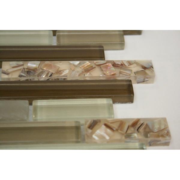 Vintage Resin Shell Mosaic Tile Brick Pattern Green Glass Mosaic Kitchen Wall