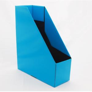 China Corrugated Collapsibile EN71 Flat 340mm Desktop File Storage Organiser Blue Glossy Lamination on sale