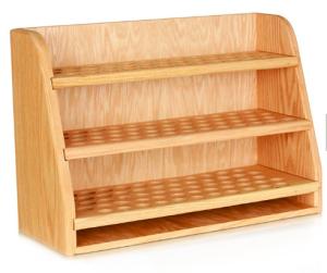 China Customized Size Bamboo Display Unit Makeup Display Shelves Eco Friendly on sale