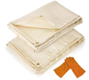 China 100% Flame Retardant Welding Blanket 6x8 feet 2-Pack Set with Hand Protection Gloves on sale