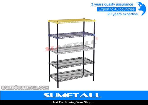 Cheap Heavy Duty Steel 5 Tier Wire Shelving With Powder Coated Colorful Surface for sale