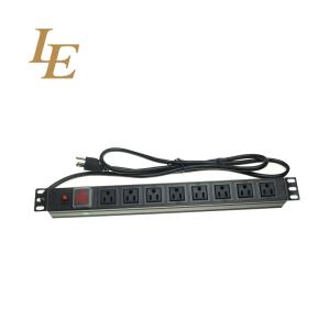 China Black Color Server Rack PDU 1U 15A 8 Way US Aluminum Data Rack Mount 19 Inch on sale