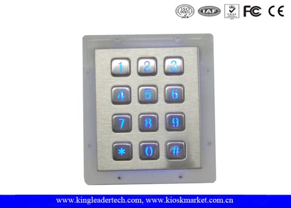 Cheap Panel Mount Numeric Backlit Metal Keypad With 12 Illuminated Keys For Access Control System for sale